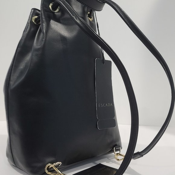 NWT ✅ ESCADA Soft Calf Leather Bucket Backpack Bag  ✨ NWT & AUTHENTICITY CARD